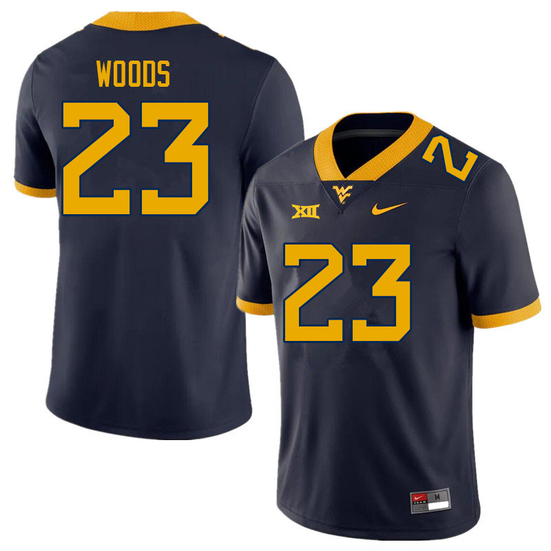 Men #23 Charles Woods West Virginia Mountaineers College Football Jerseys Sale-Navy